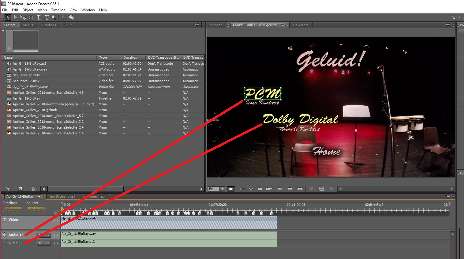 adobe encore cs6 timeline defaults upper field